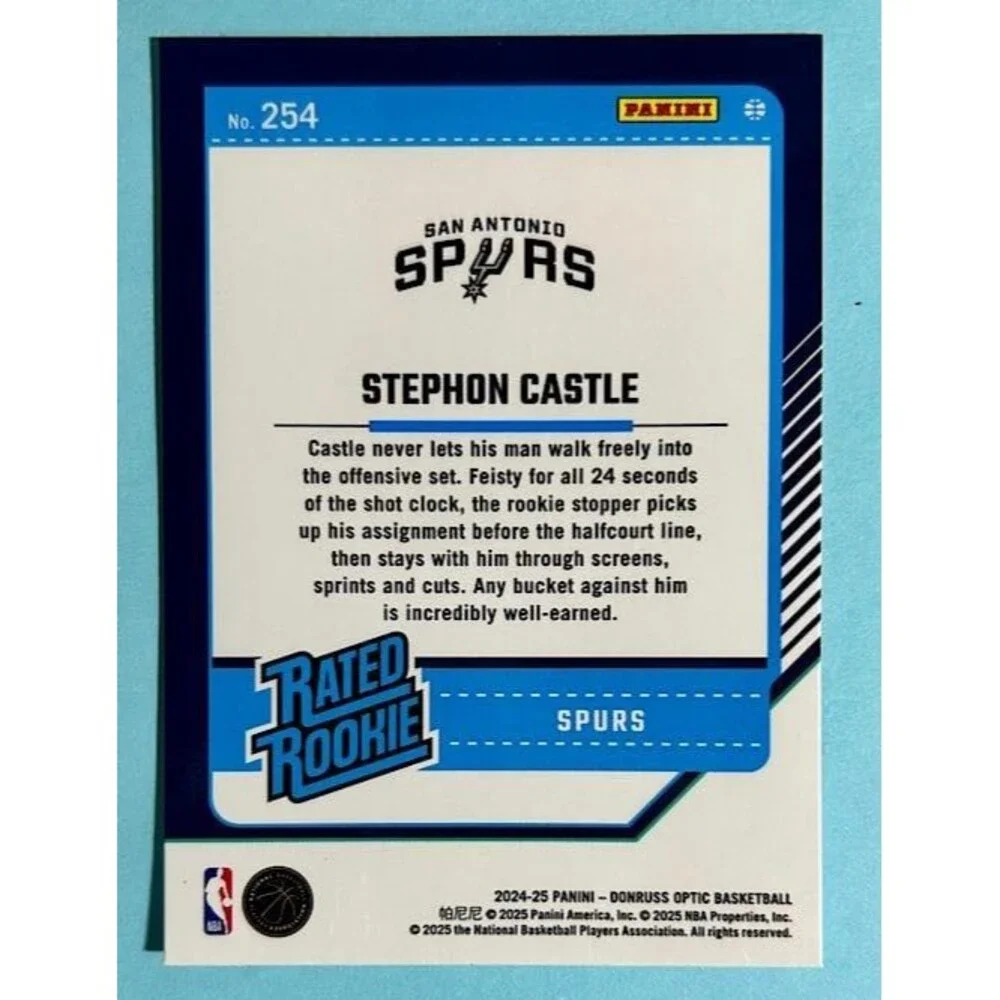 2025 Donruss Rated Rookie Spurs ,Stephon Castle Card #254